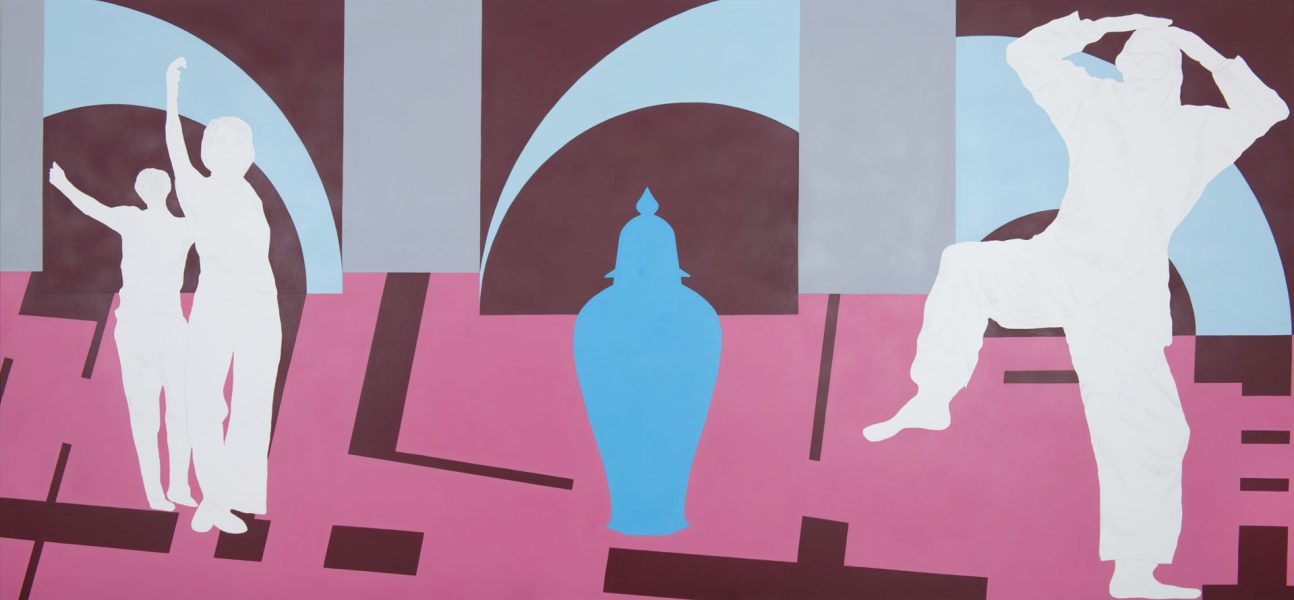 DREI LÜGEN (DREI WAHRHEITEN), Acryl und Grafit auf Leinwand, je 140 x 300 cm, 2010